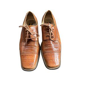 Stacy Adams Men's Esposito Brown Leather Cap Toe Lace-Up Dress Shoes 8